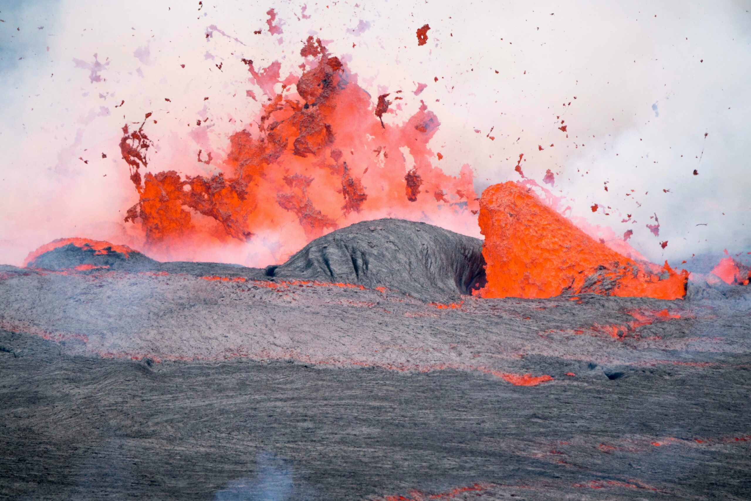 lava splashing on rocks